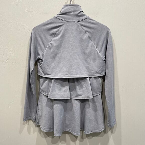 Athleta Renew Tiered Ruffle Zip Jacket Gray - Size: XS - Picture 2 of 8